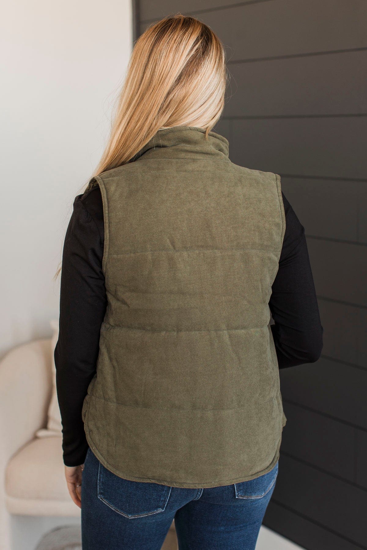 As The Leaves Fall Puffer Vest- Hunter Green - Image 7