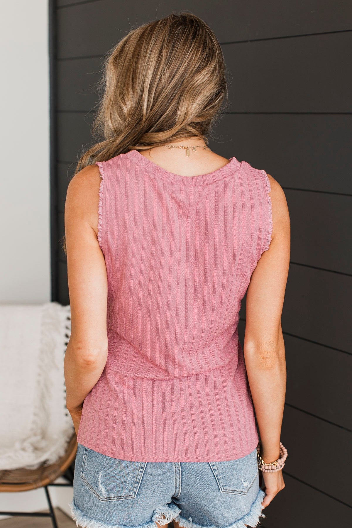 Ask No Questions Tank Top- Rose Pink - Image 7