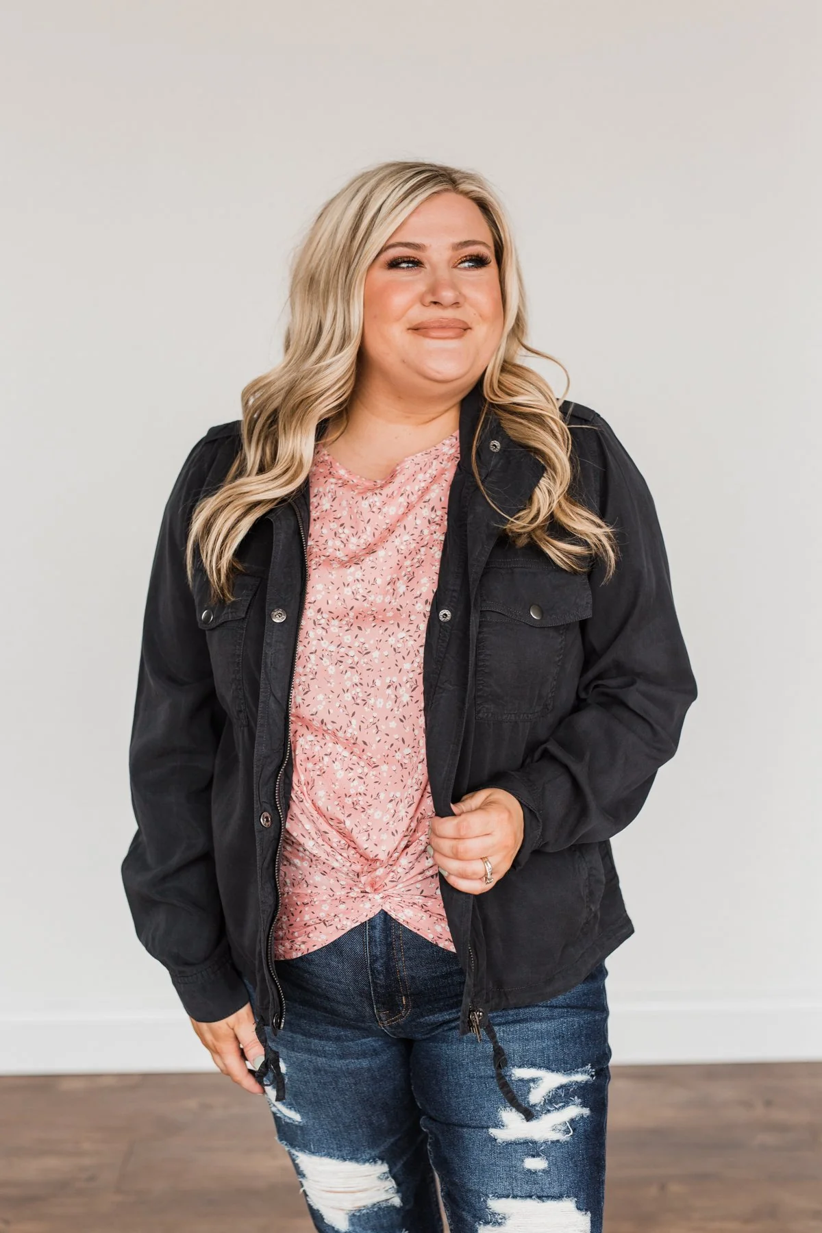 Aspire To Be Authentic Lightweight Jacket- Charcoal - Image 4