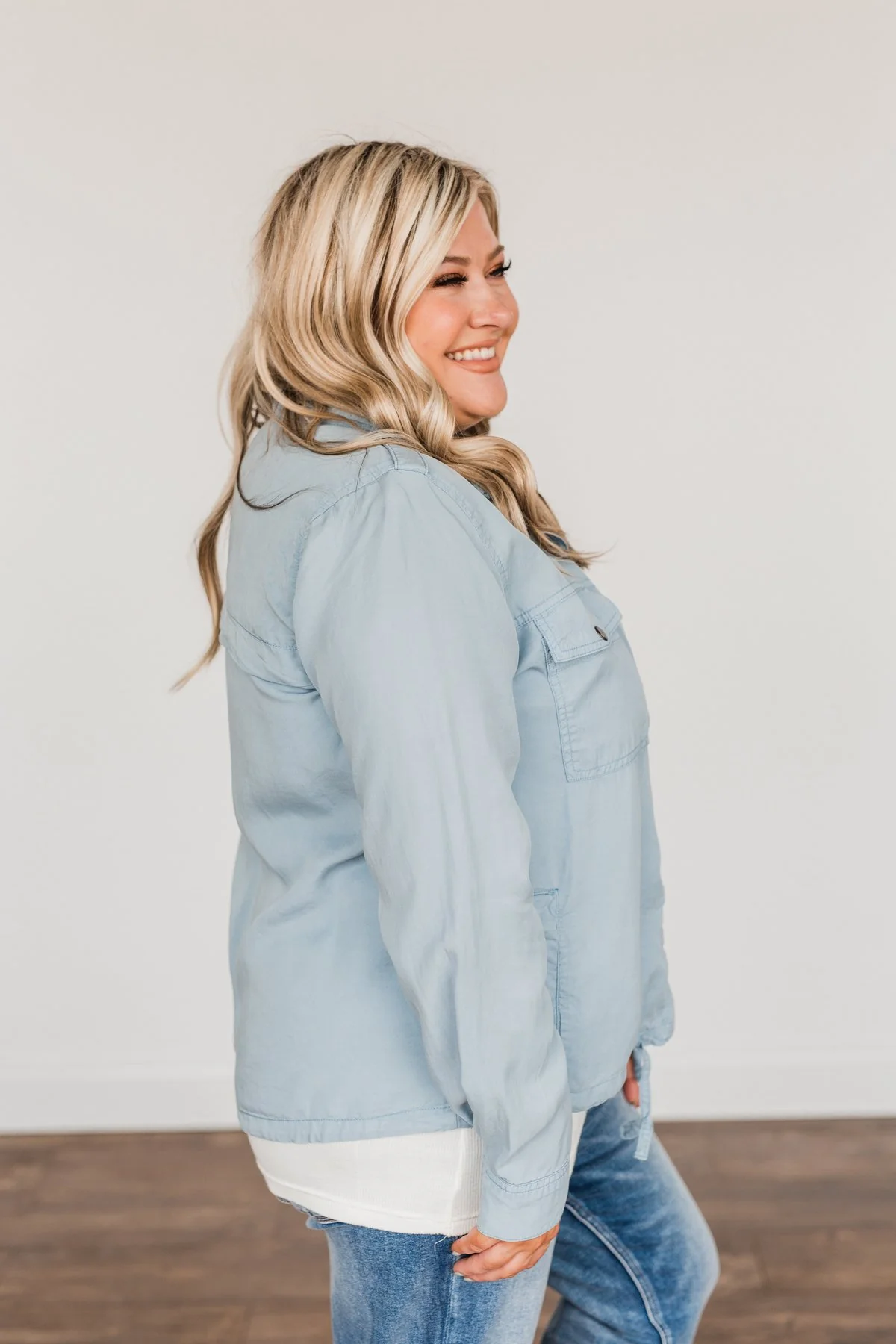 Aspire To Be Authentic Lightweight Jacket- Light Denim - Image 5