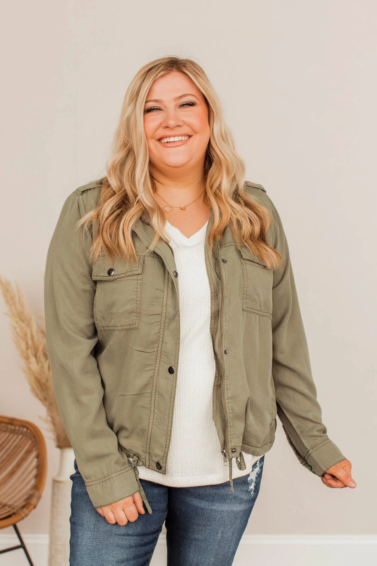 Aspire To Be Authentic Lightweight Jacket- Olive - Image 6