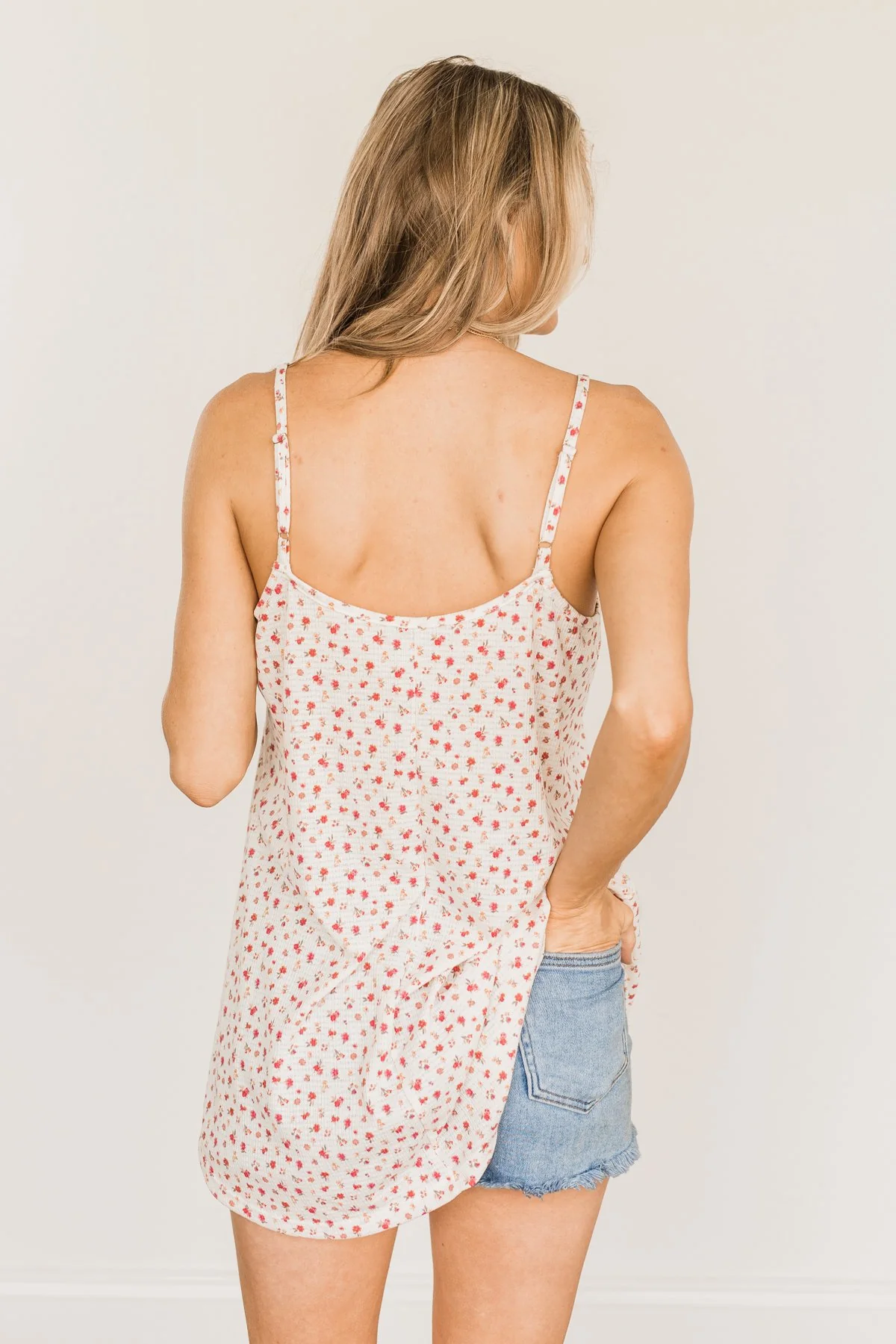 Aspire To Inspire Floral Knit Tank Top- Off-White - Image 9