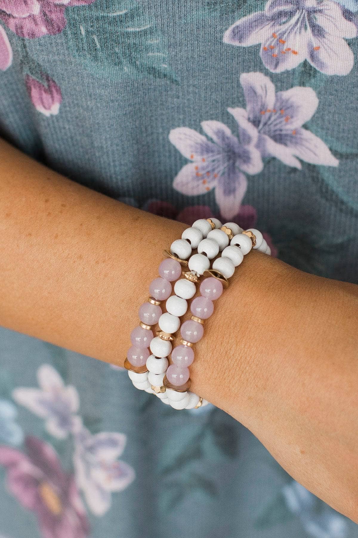 Astonishing Style Beaded Bracelet Set- Lavender