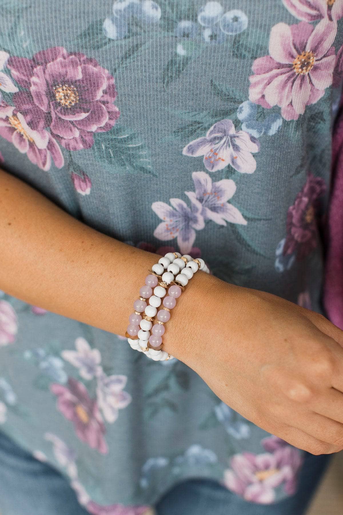 Astonishing Style Beaded Bracelet Set- Lavender - Image 2
