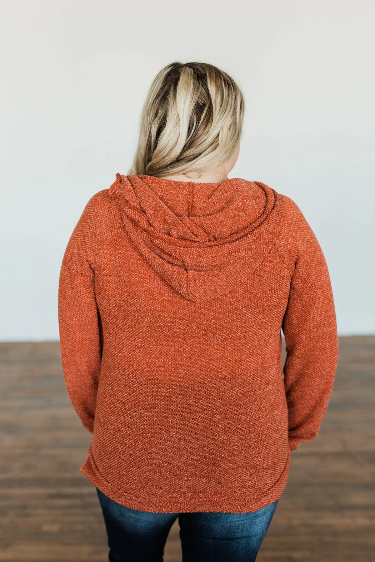 At First Sight Knit Hoodie- Rust - Image 8