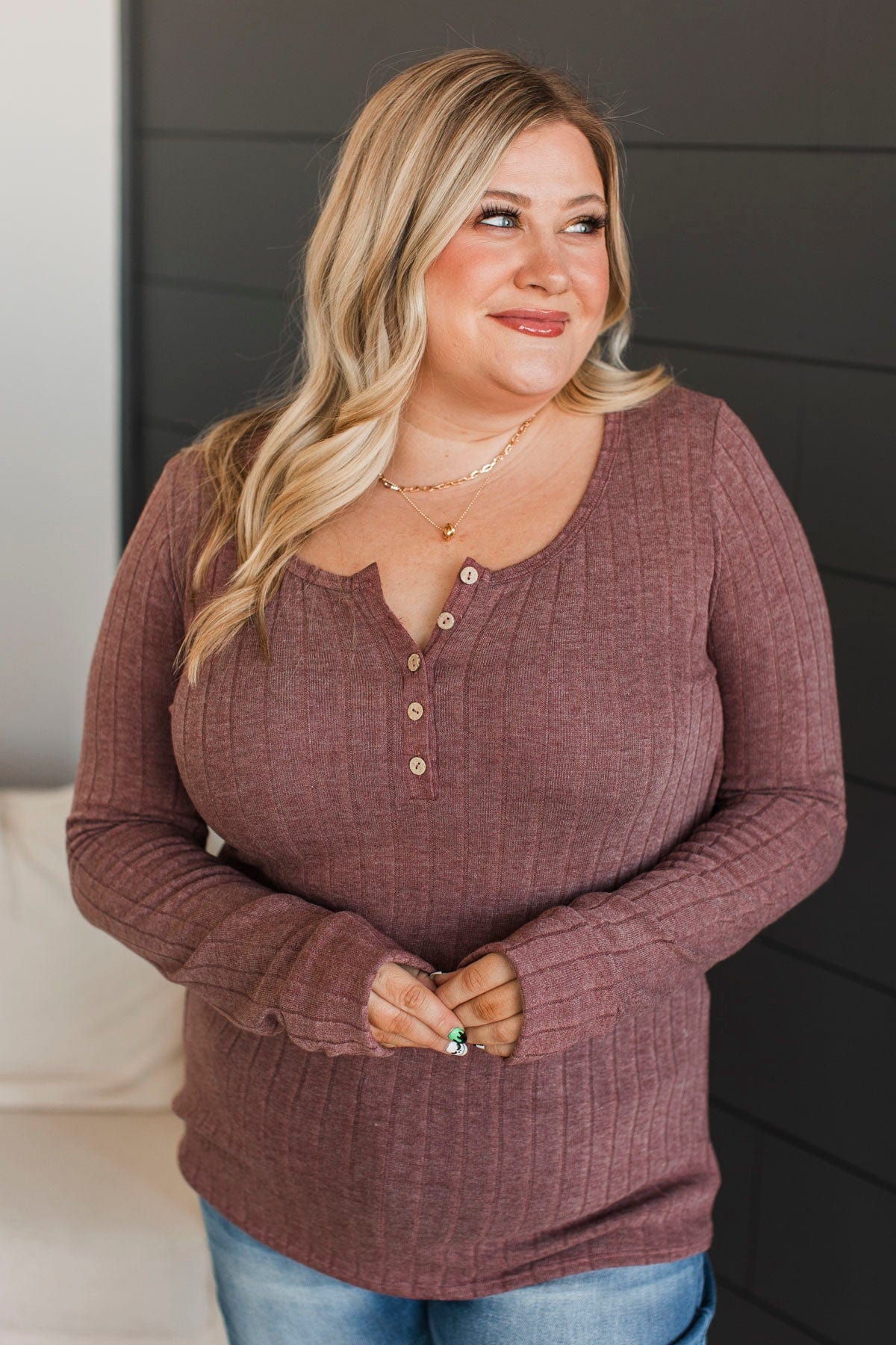 At My Best Knit Henley Top- Clay