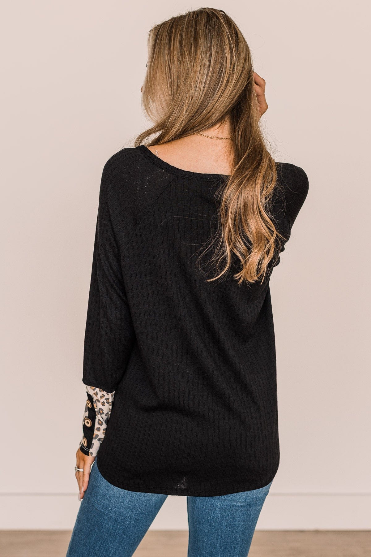 At My Happiest Button Knit Top- Black - Image 7