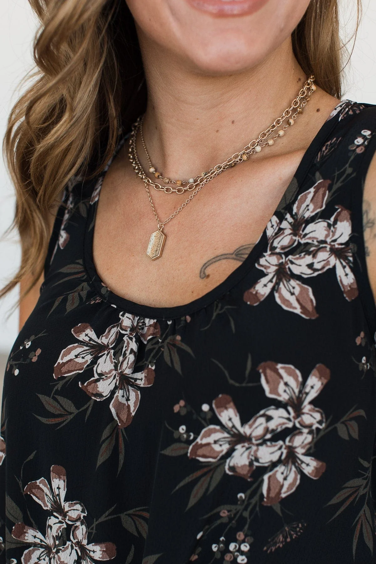 Attract All Attention 3-Tier Necklace- Gold - Image 2