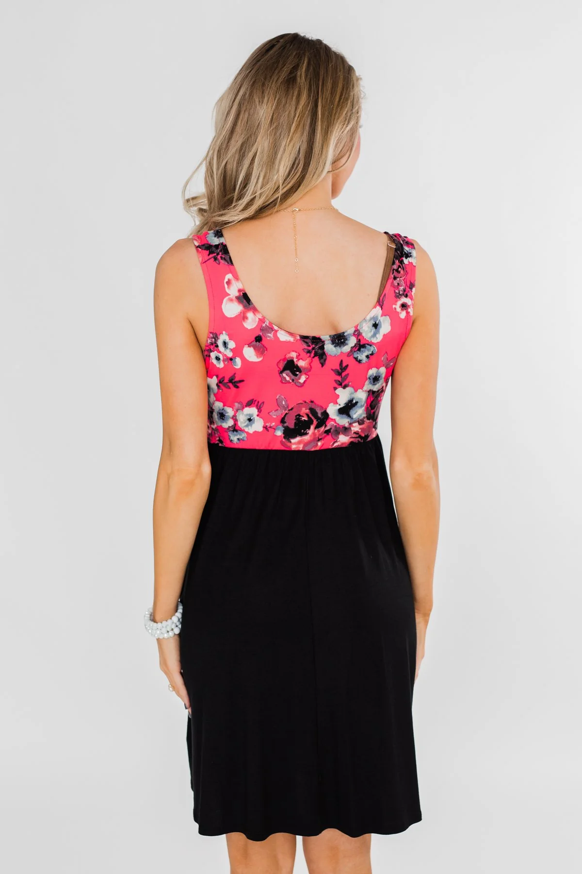 Attracted to You Floral Dress- Neon Pink & Black - Image 17