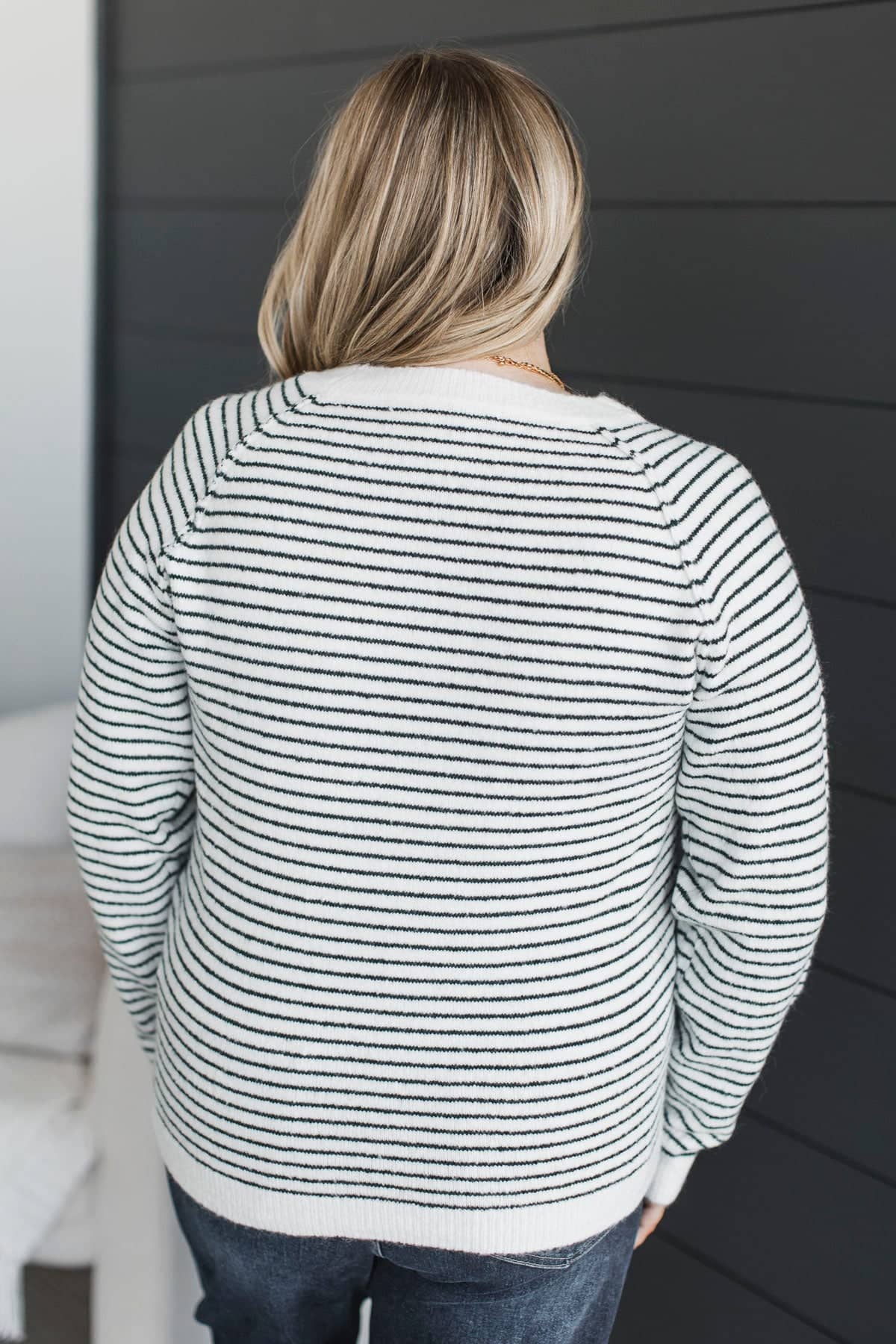 Authentic Moments Striped Sweater- Off-White & Forest - Image 7