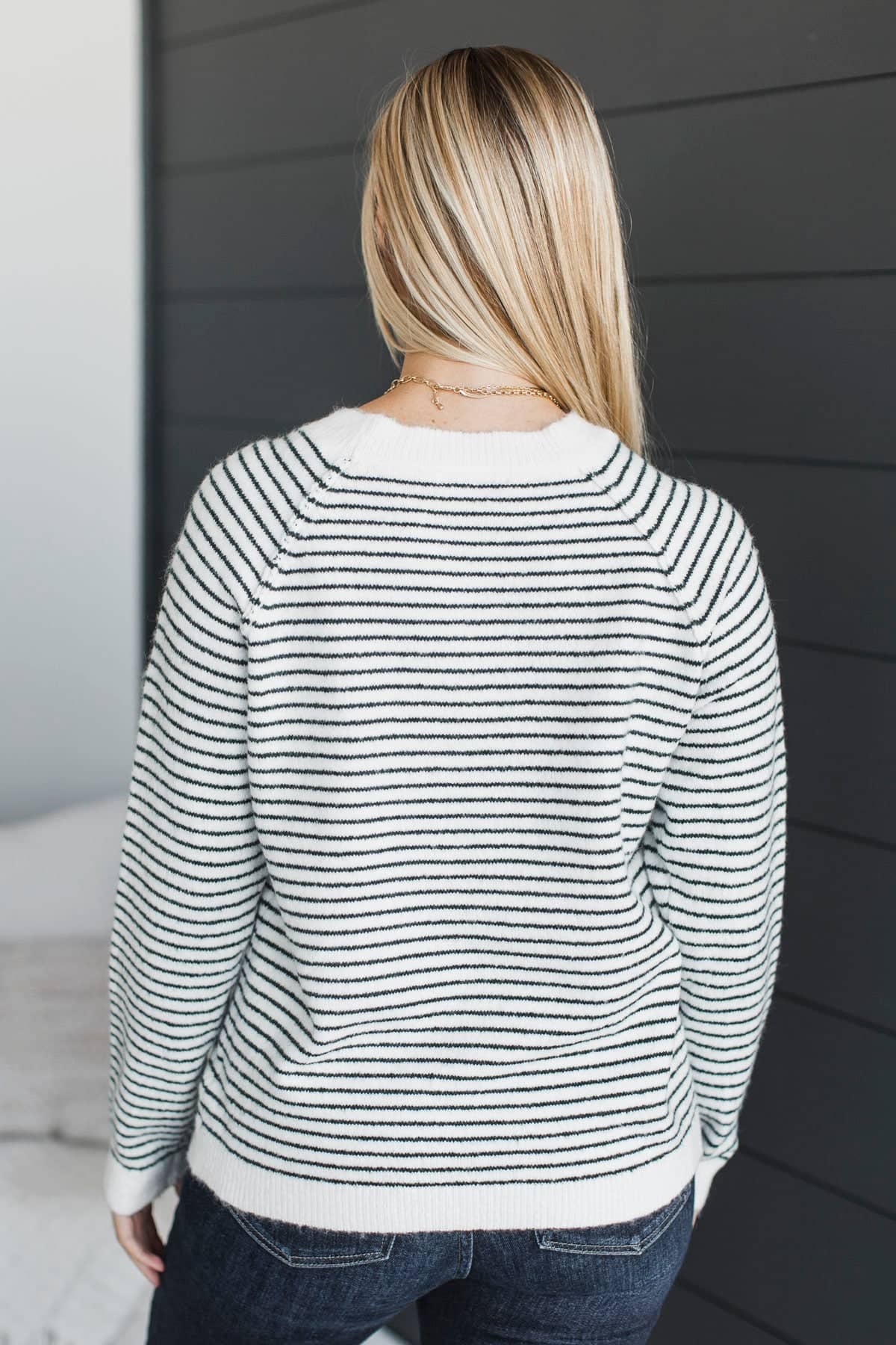 Authentic Moments Striped Sweater- Off-White & Forest - Image 8