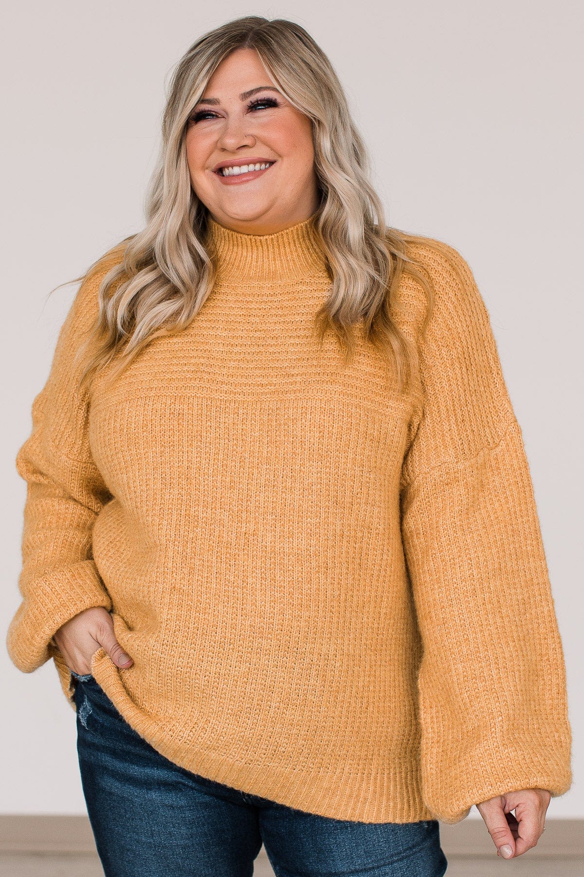 Autumn Awaits Thick Knit Sweater- Mustard - Image 2