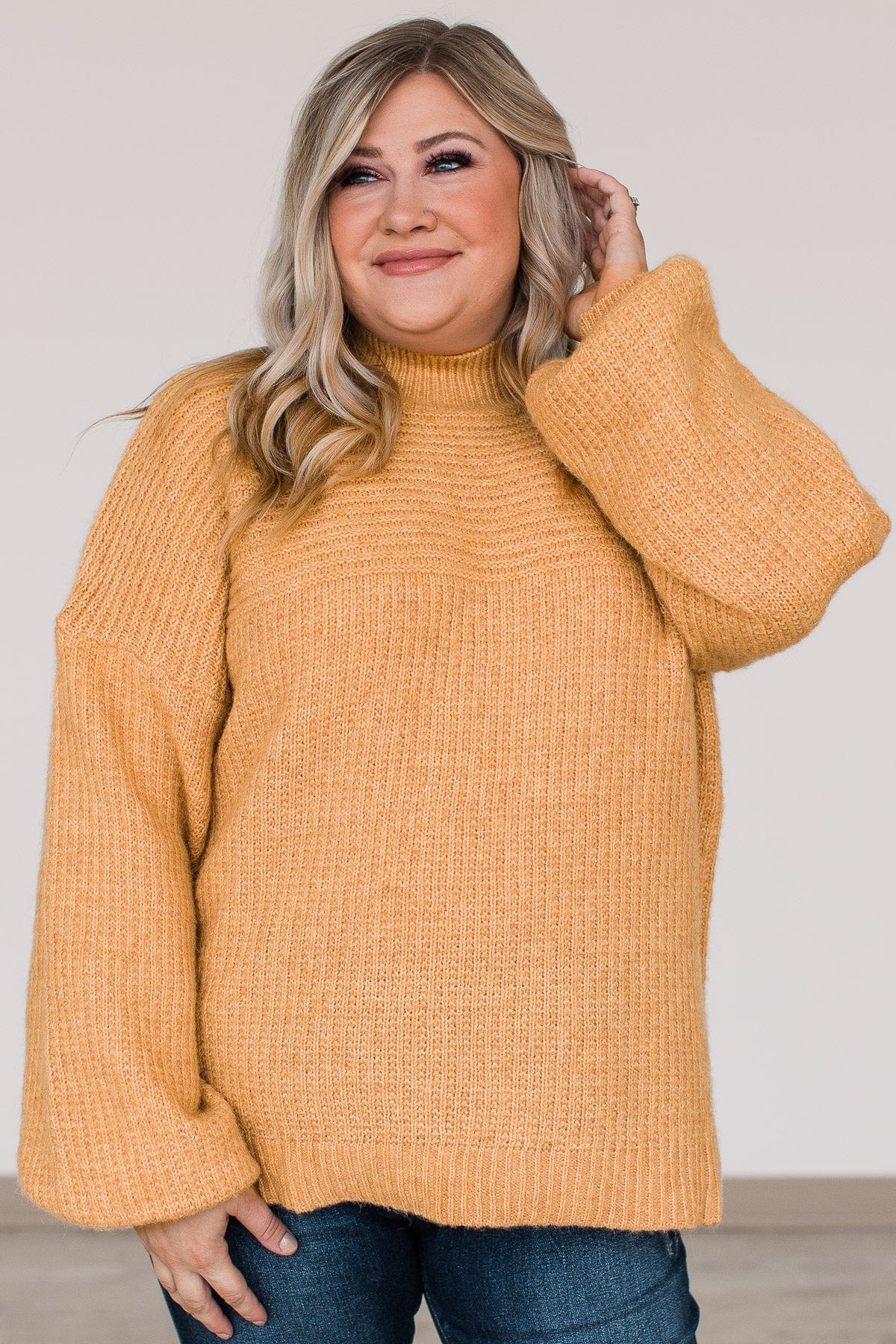 Autumn Awaits Thick Knit Sweater- Mustard - Image 5