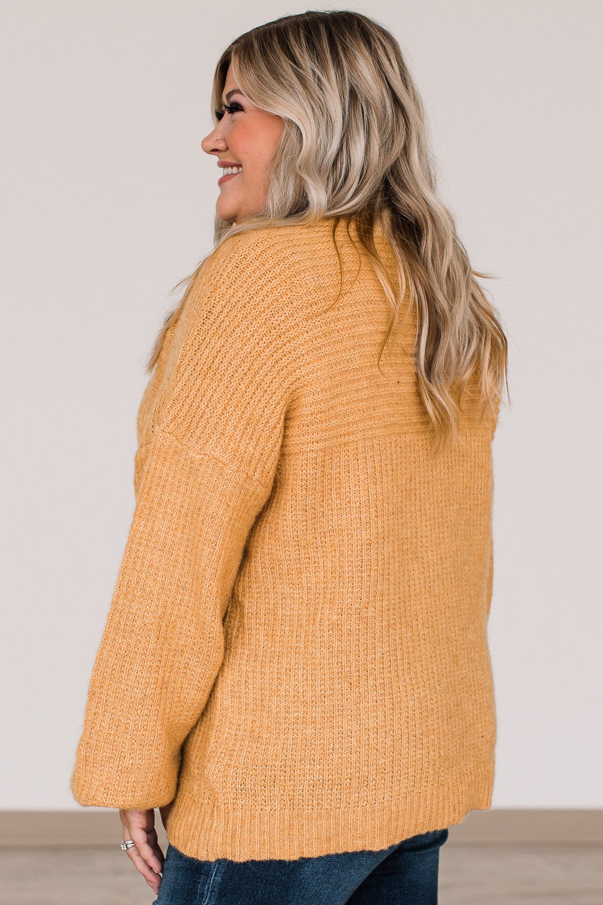 Autumn Awaits Thick Knit Sweater- Mustard - Image 8