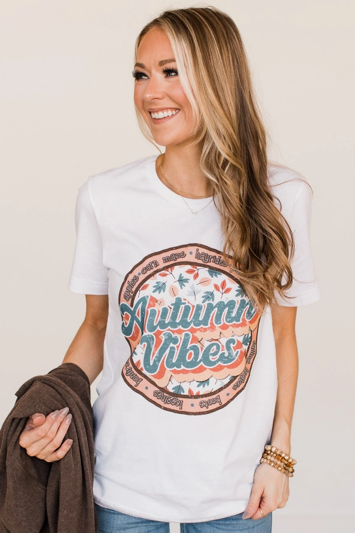 "Autumn Vibes" Graphic Tee- Ivory - Image 2