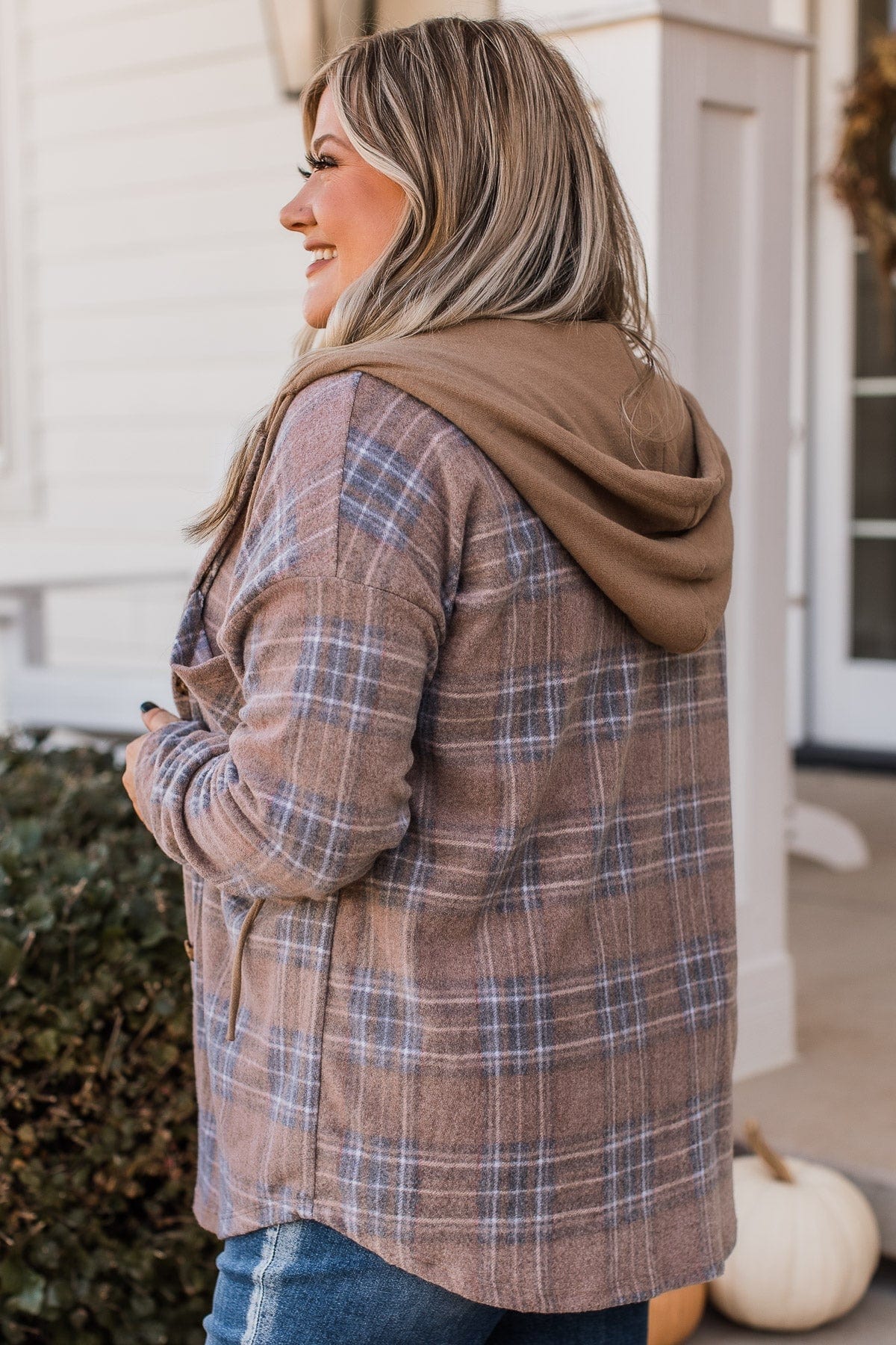 Autumn's Arrival Hooded Button Top- Vintage Brown - Image 6