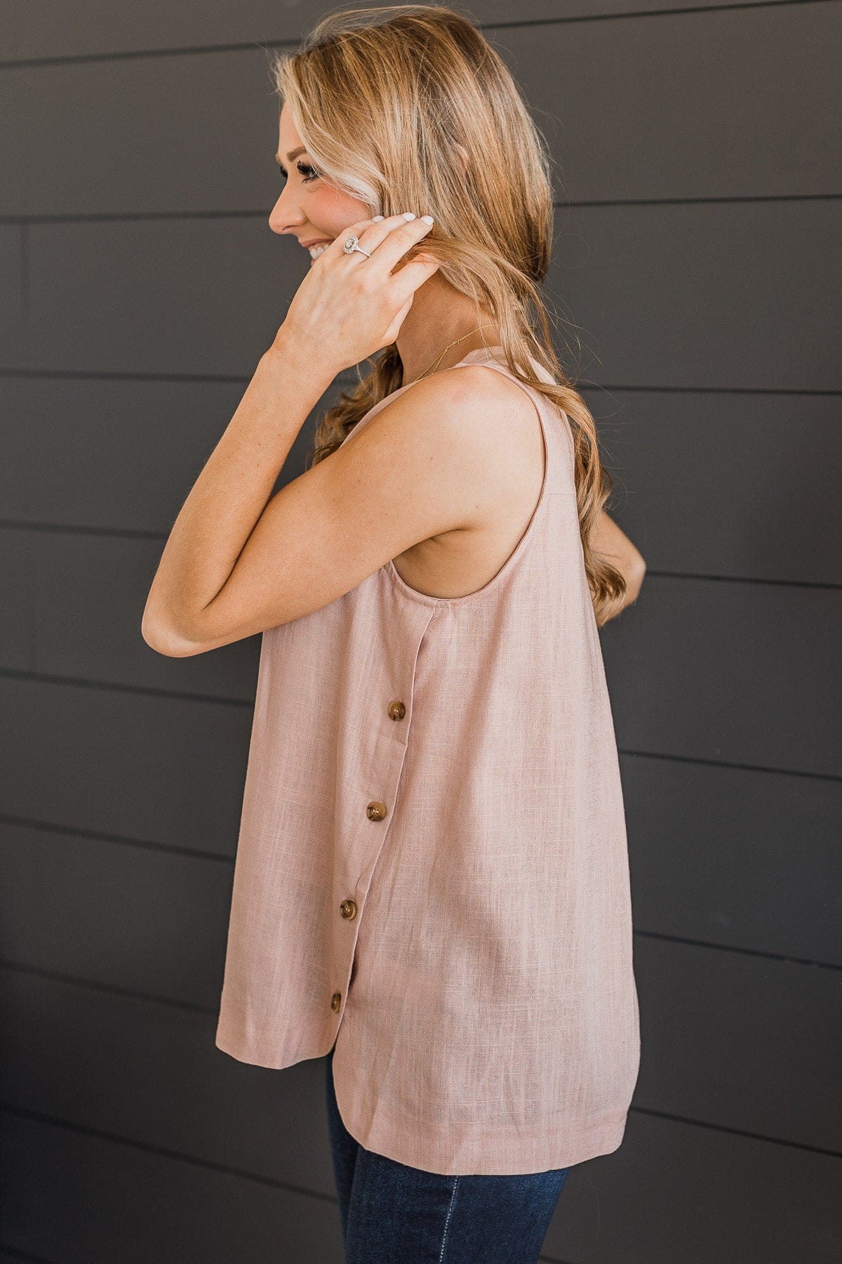 Awaited Love Button Tank Top- Blush - Image 6