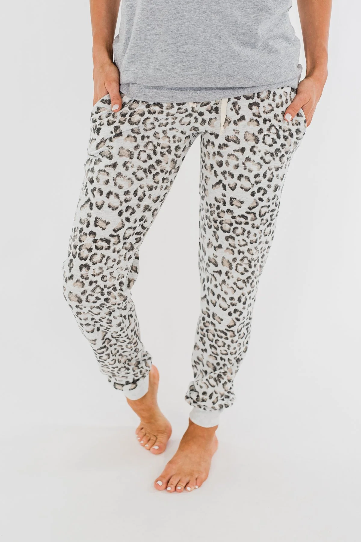 Awaiting Adventures Leopard Joggers- Heather Grey