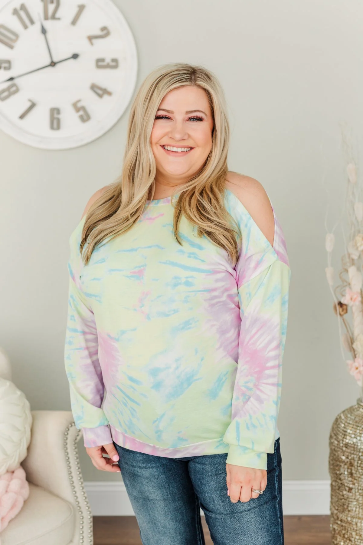 Awaiting My Adventure Tie-Dye Top- Soft Yellow, Blue & Lavender - Image 6