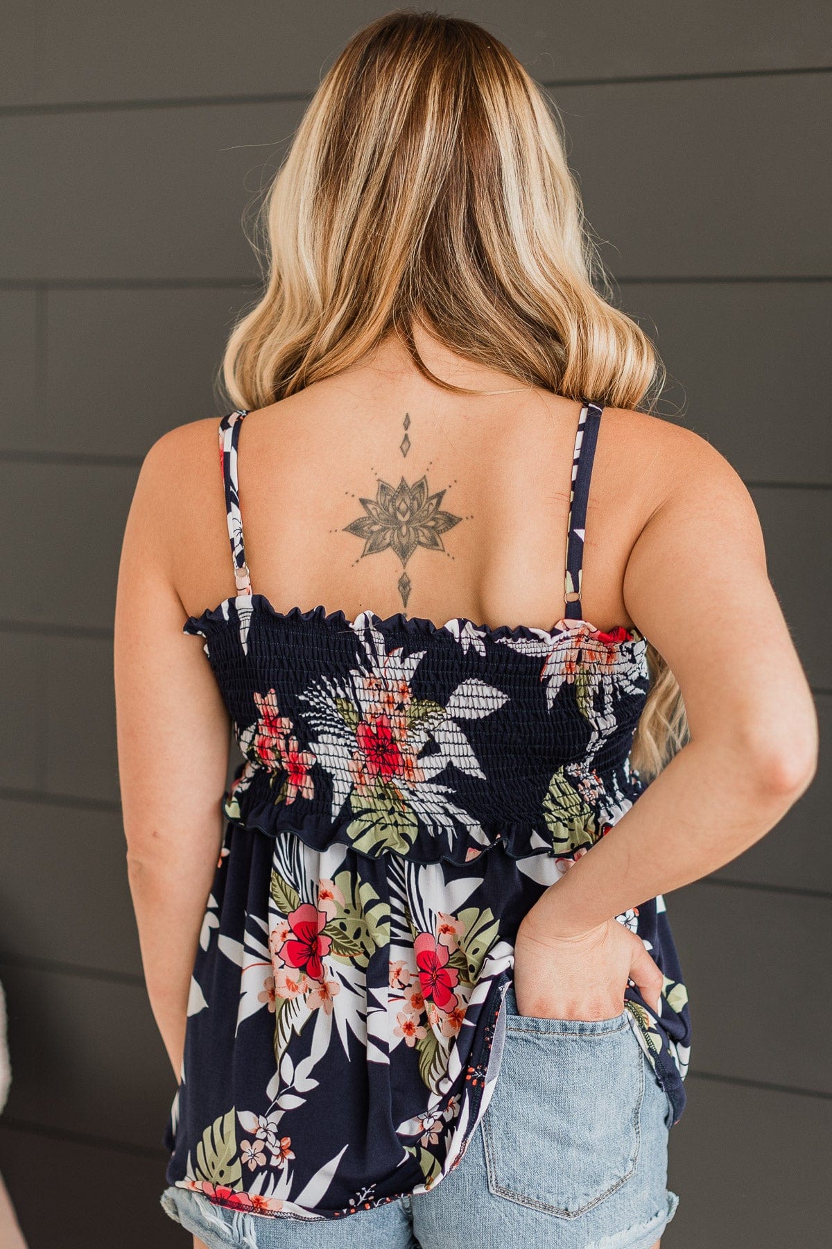 Awaken My Love Floral Tank Top- Navy - Image 6