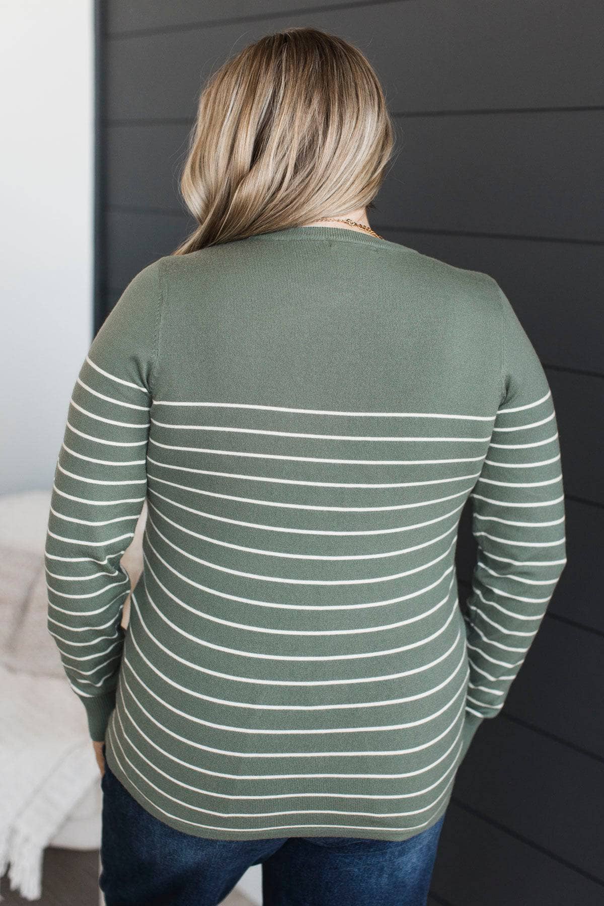 Awe Inspiring Striped Knit Sweater- Dusty Jade - Image 7
