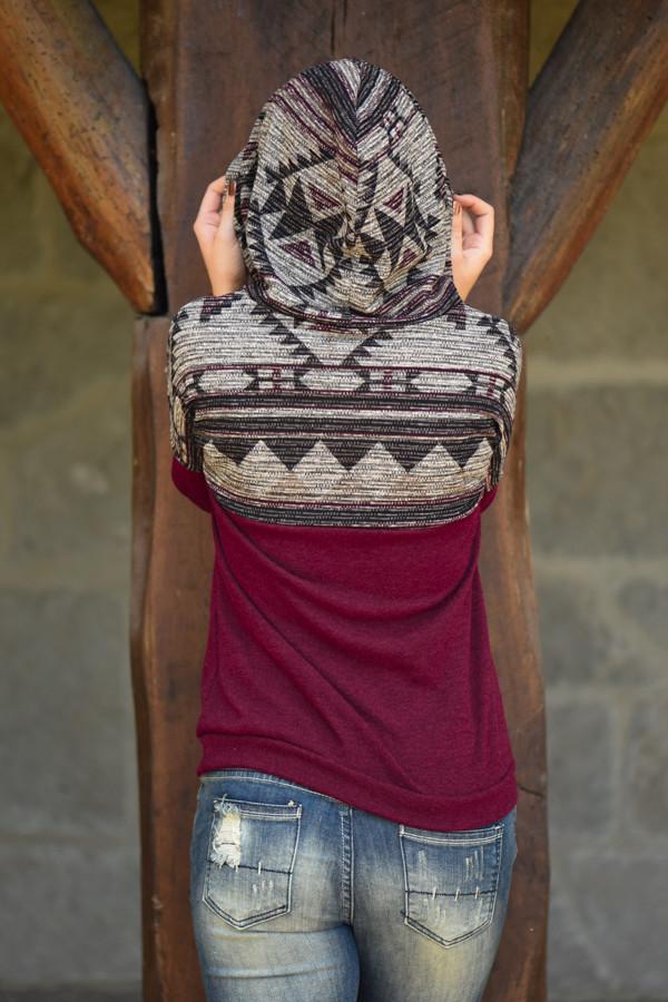 Aztec Cowl Neck Burgundy - Image 10