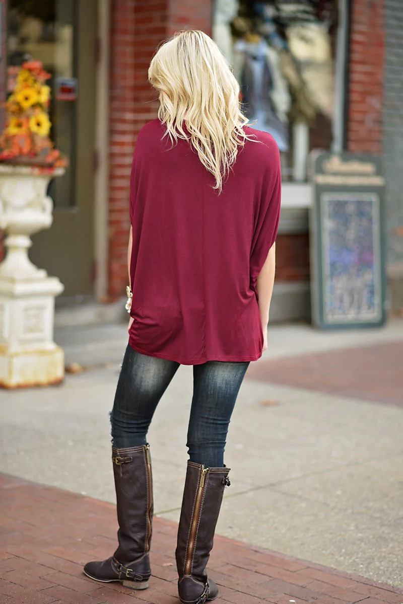 Aztec Pocket Top Burgundy - Image 6