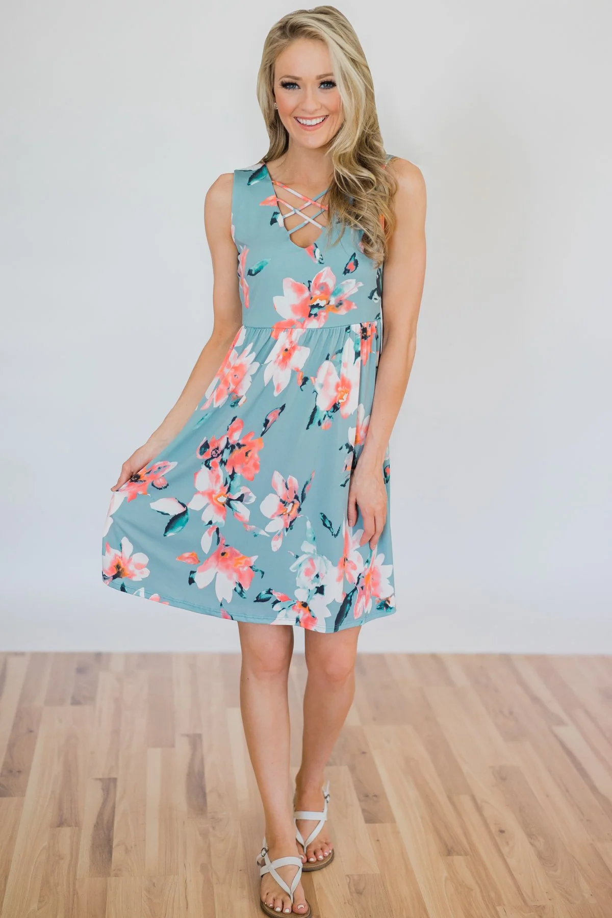 Baby, You're Beautiful Floral Dress- Light Blue
