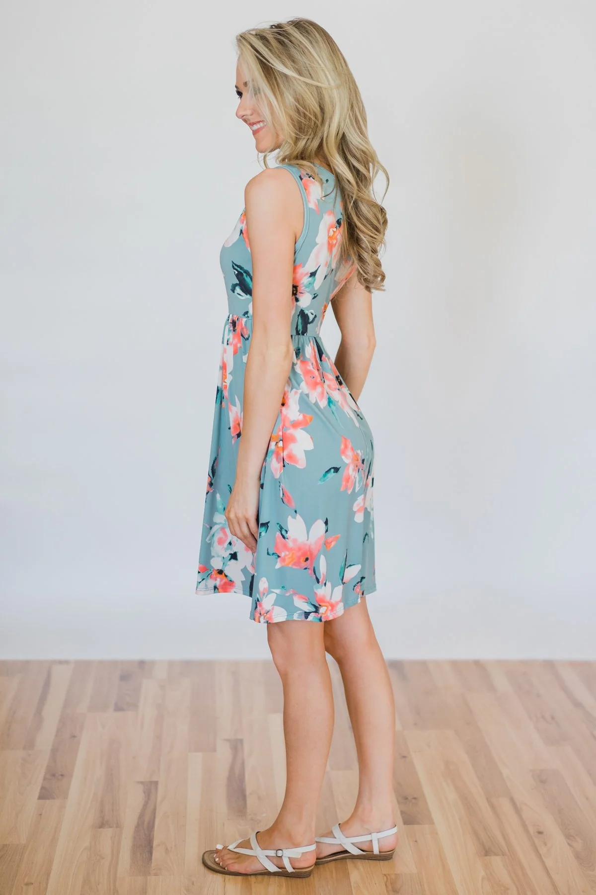 Baby, You're Beautiful Floral Dress- Light Blue - Image 4