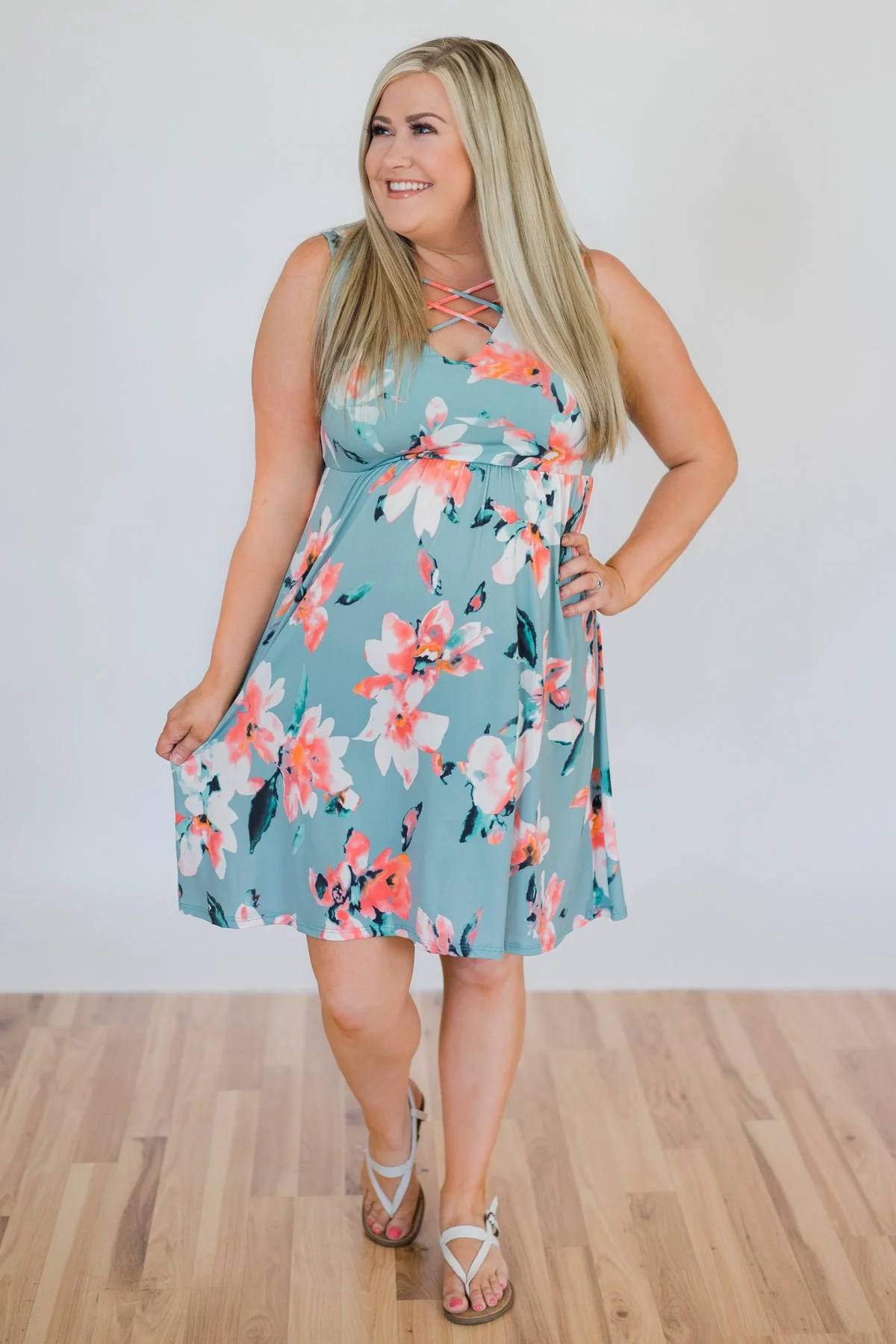 Baby, You're Beautiful Floral Dress- Light Blue - Image 6