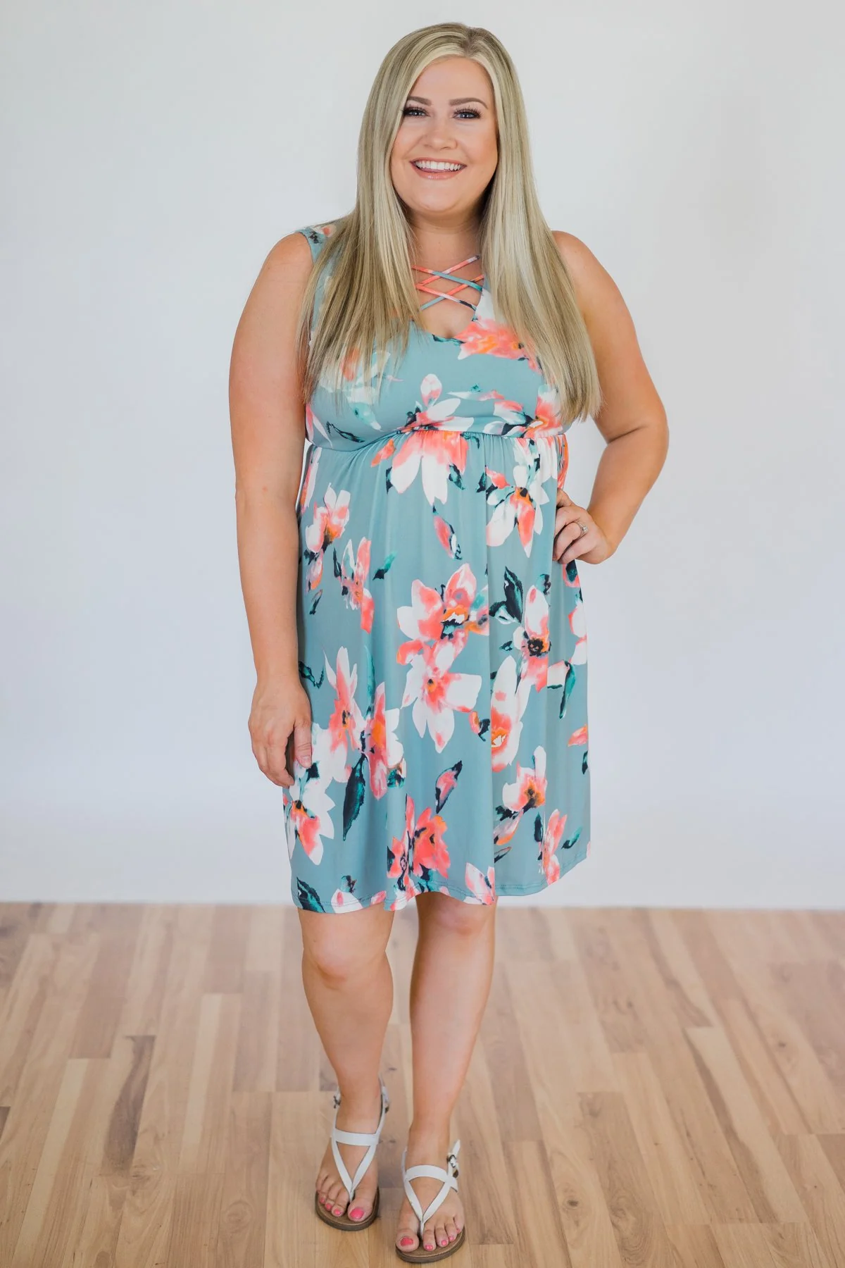Baby, You're Beautiful Floral Dress- Light Blue - Image 7