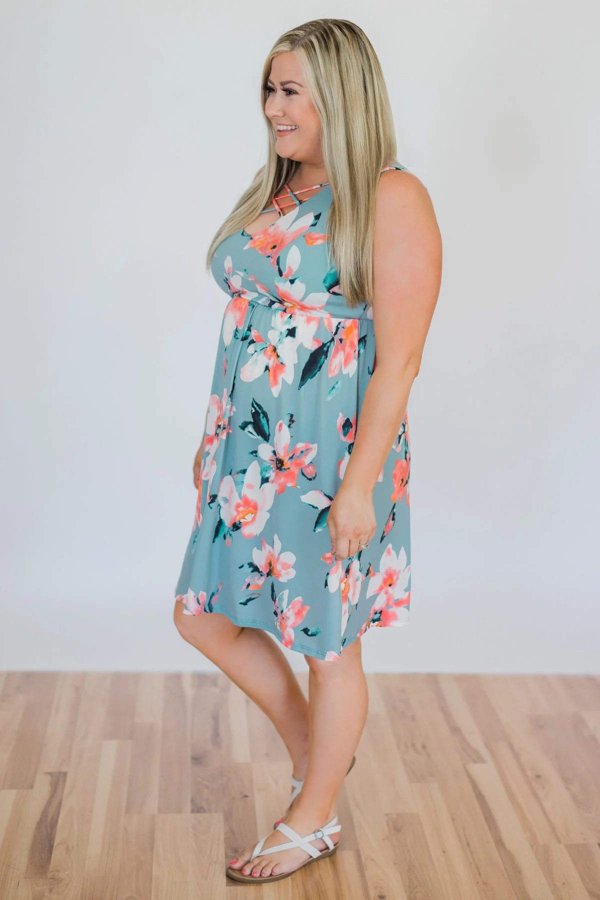 Baby, You're Beautiful Floral Dress- Light Blue - Image 8