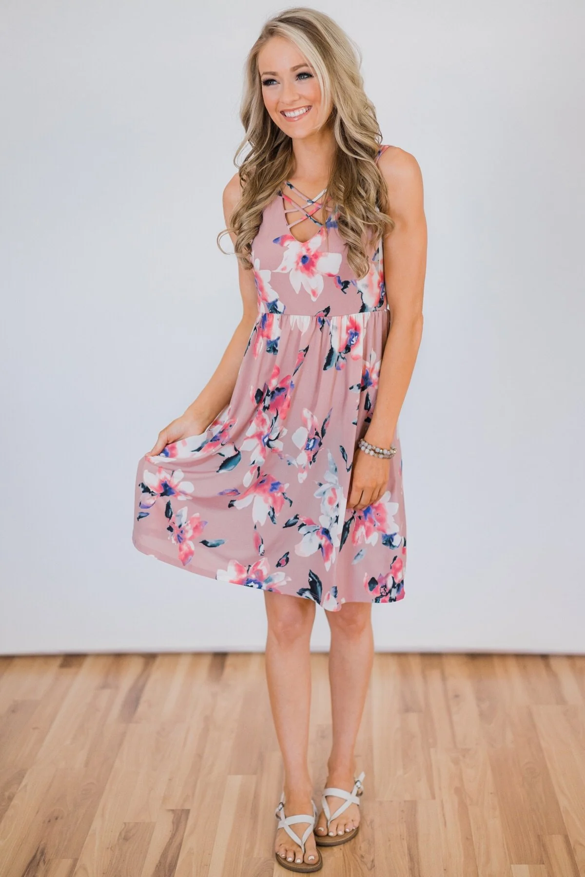 Baby, You're Beautiful Floral Dress- Powder Pink