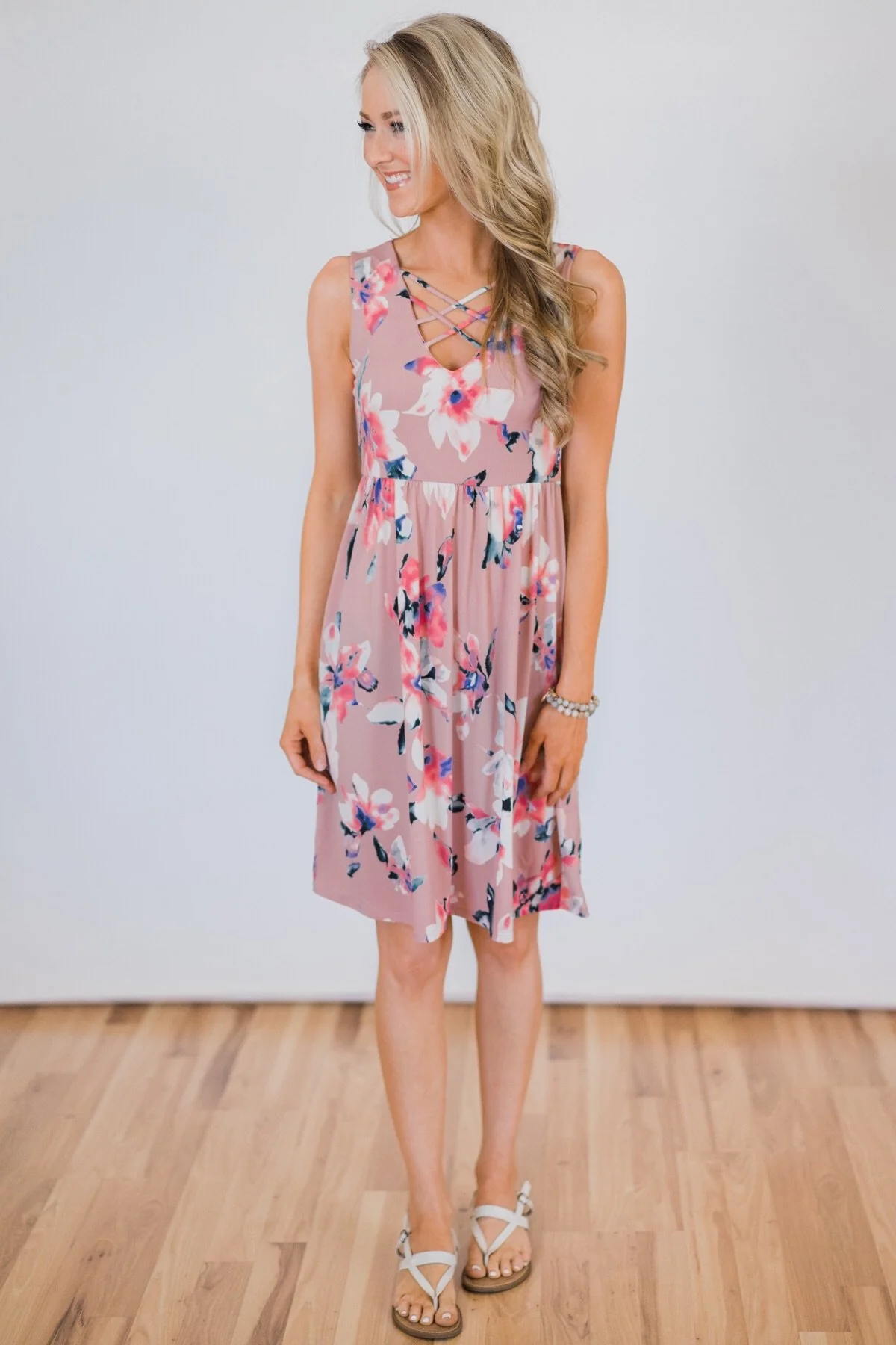 Baby, You're Beautiful Floral Dress- Powder Pink - Image 2