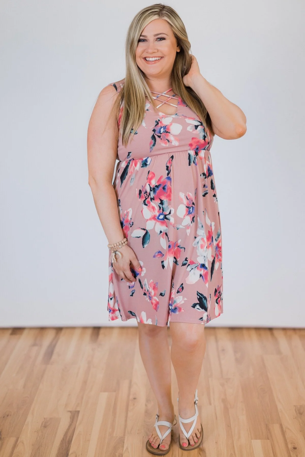 Baby, You're Beautiful Floral Dress- Powder Pink - Image 5