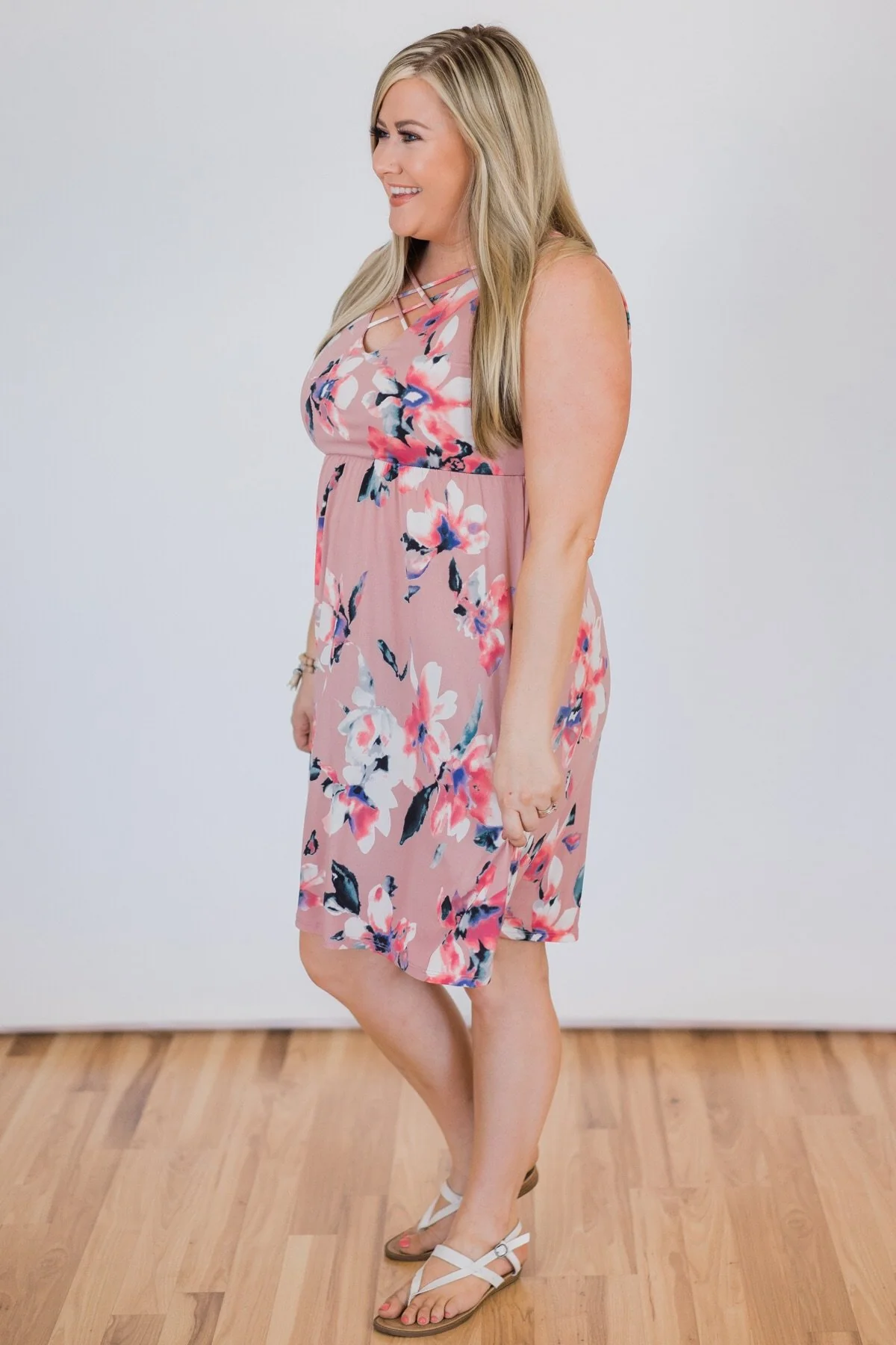 Baby, You're Beautiful Floral Dress- Powder Pink - Image 6