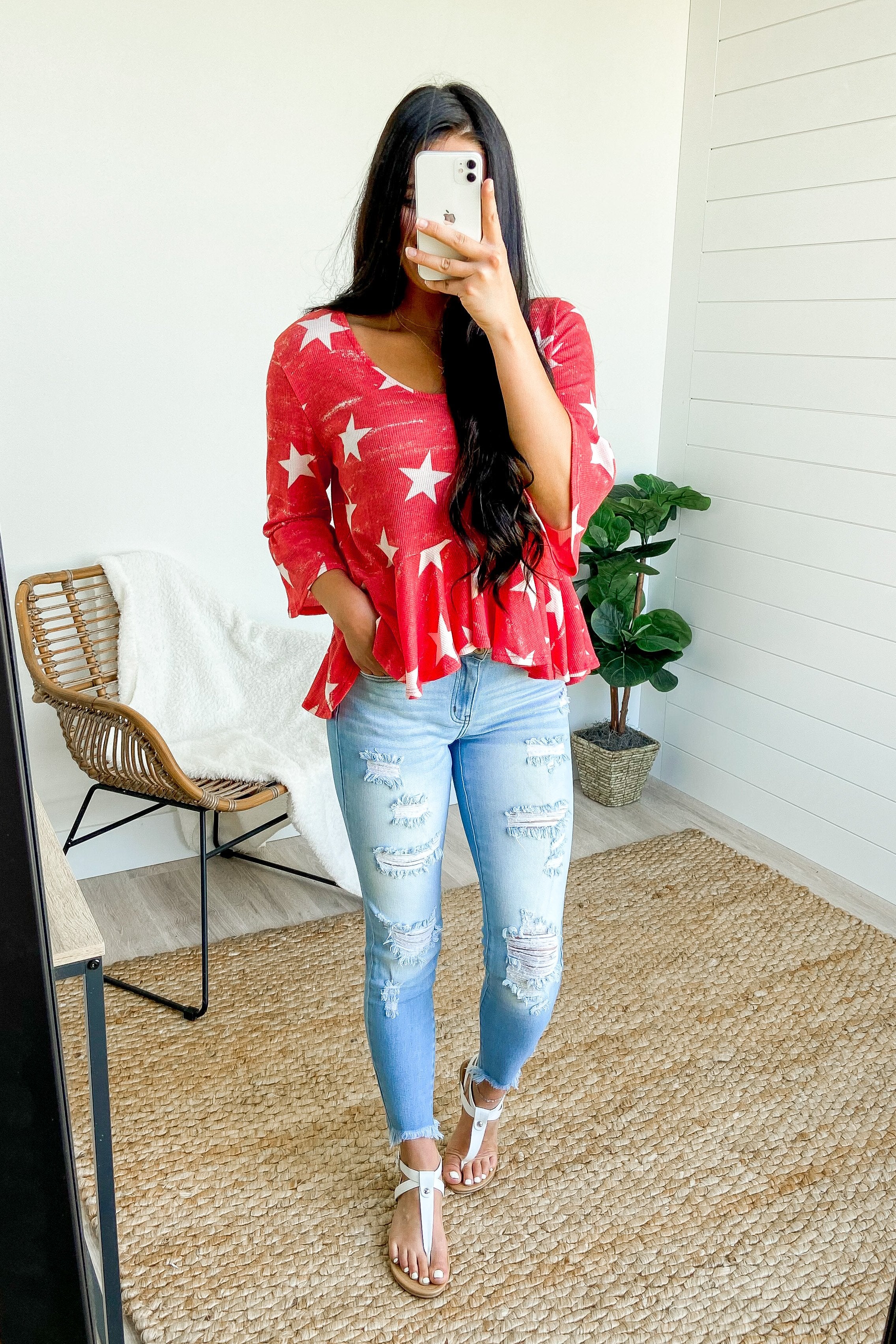 Babydoll Star Knit Top- Soft Coral - Image 2