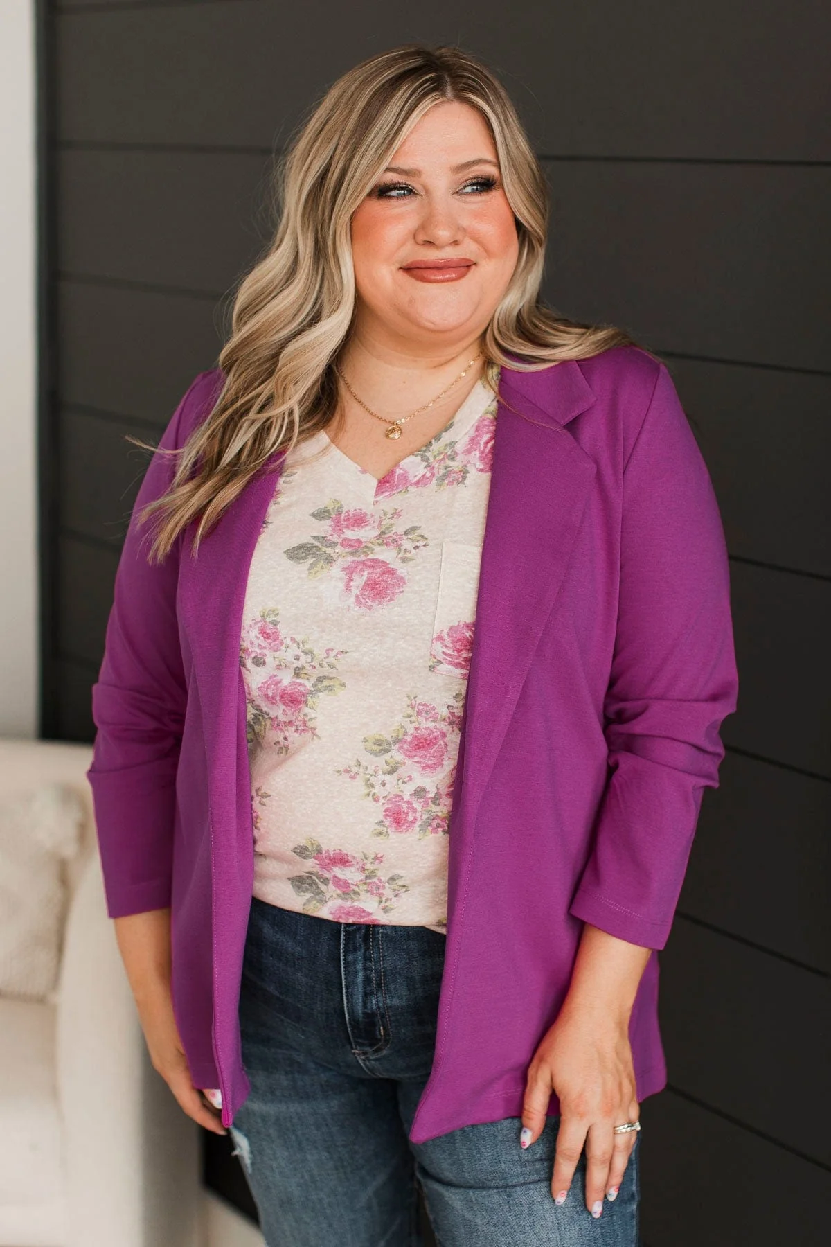 Back In Business Blazer- Magenta - Image 3