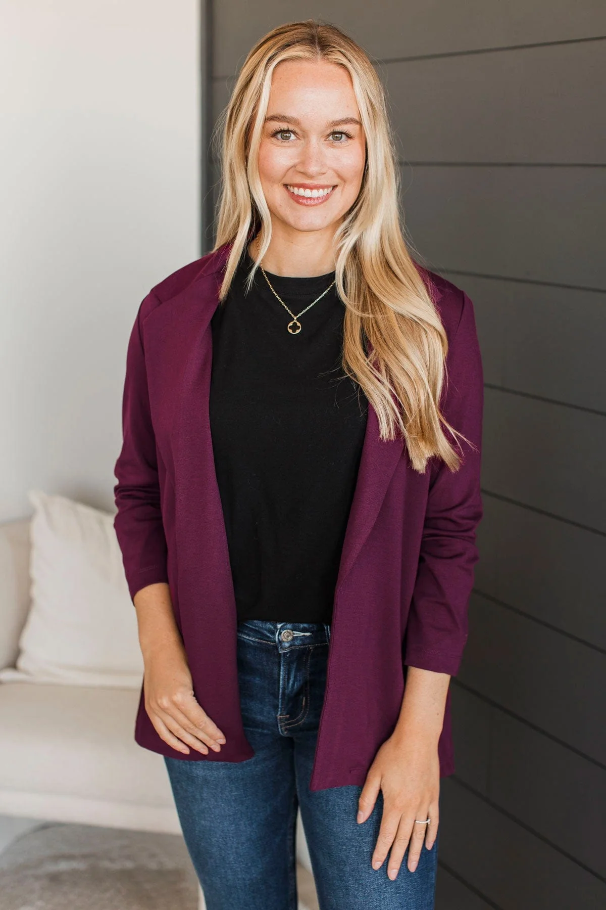 Back In Business Blazer- Wine - Image 2