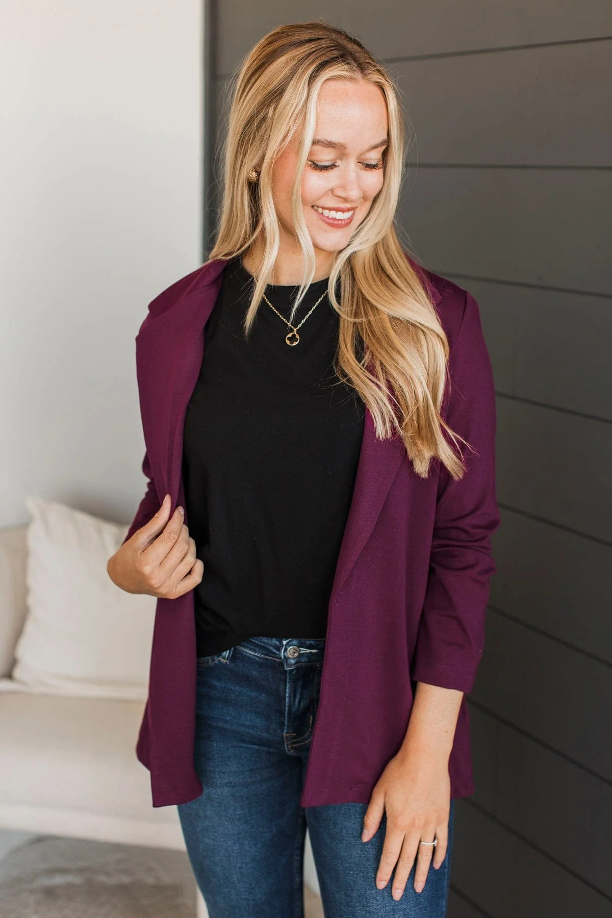 Back In Business Blazer- Wine - Image 4