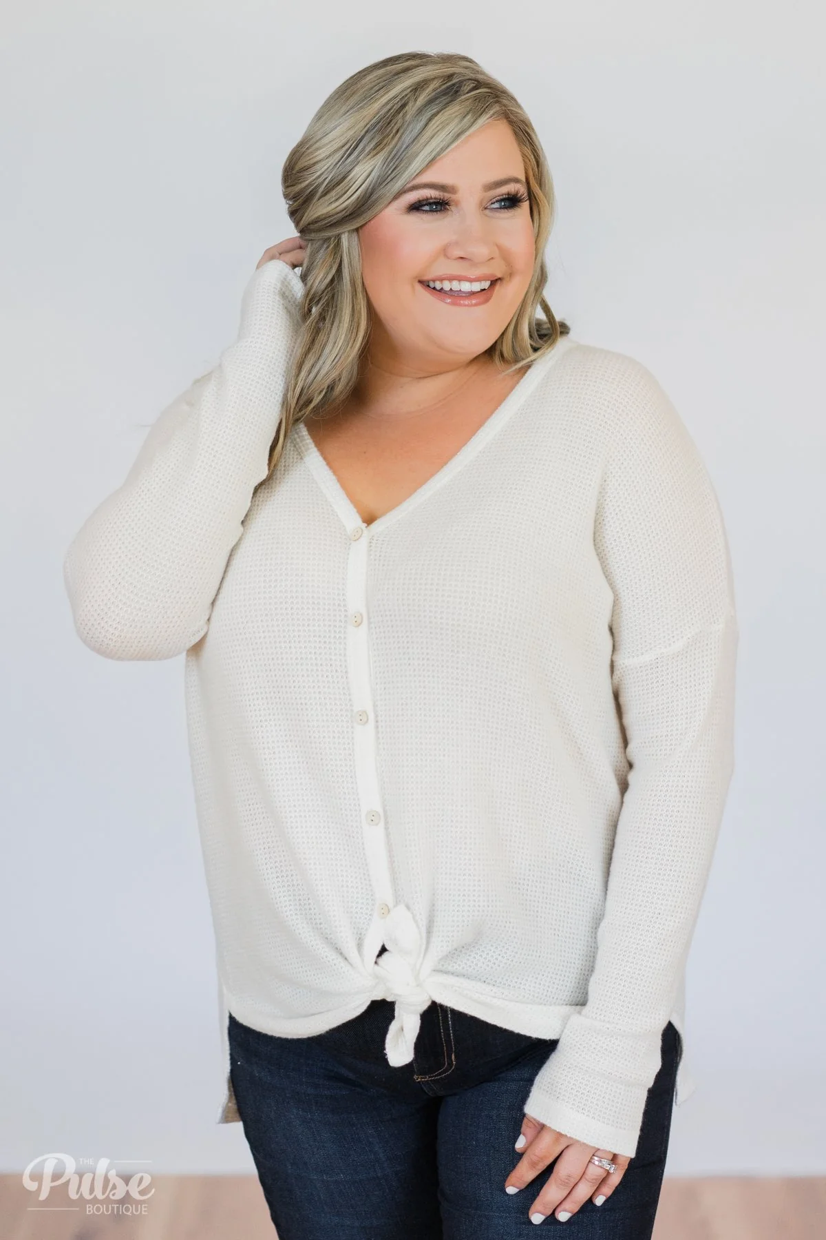 Back to You Thermal Button Top- Ivory - Image 3