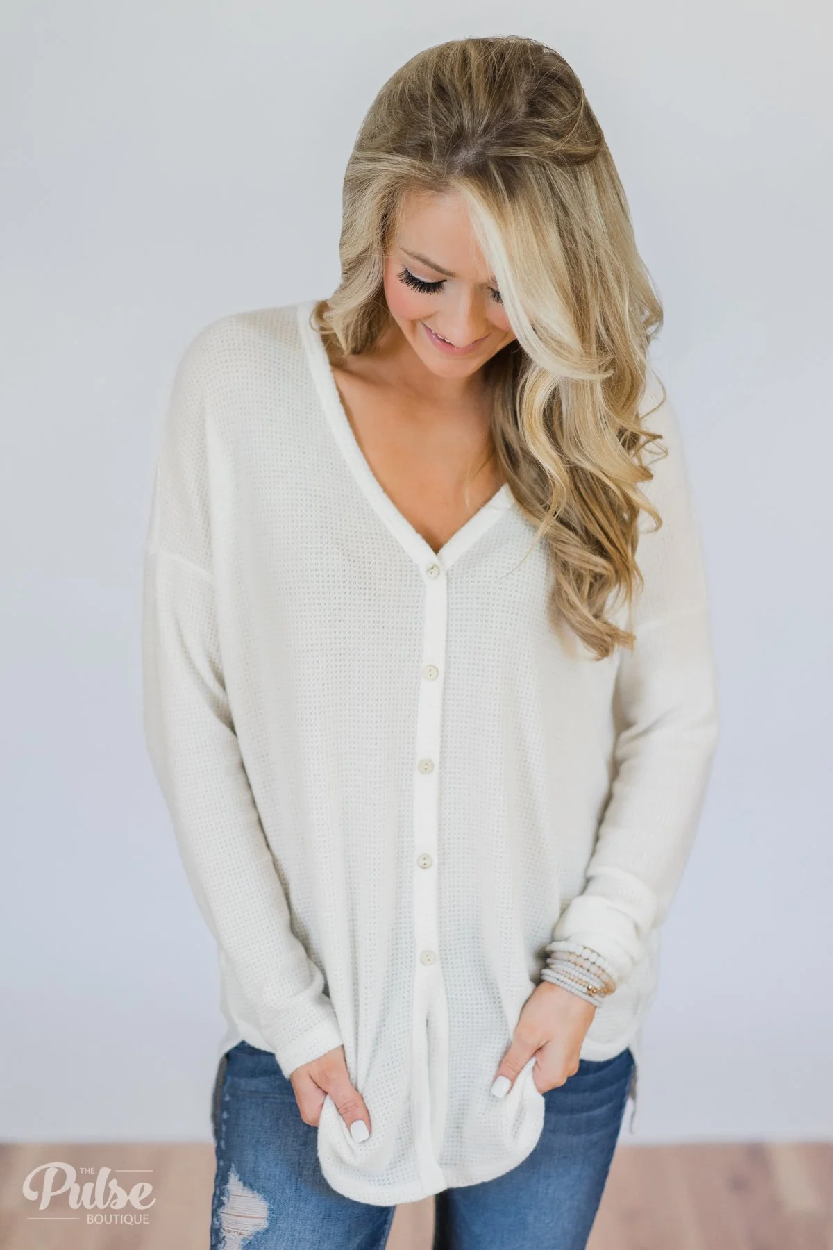 Back to You Thermal Button Top- Ivory - Image 6