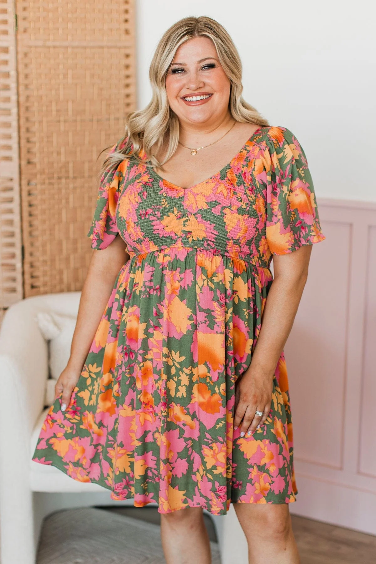 Back To Your Roots Floral Dress- Dark Sage - Image 2