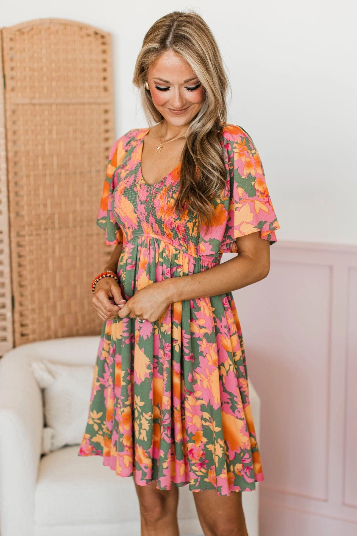 Back To Your Roots Floral Dress- Dark Sage - Image 5