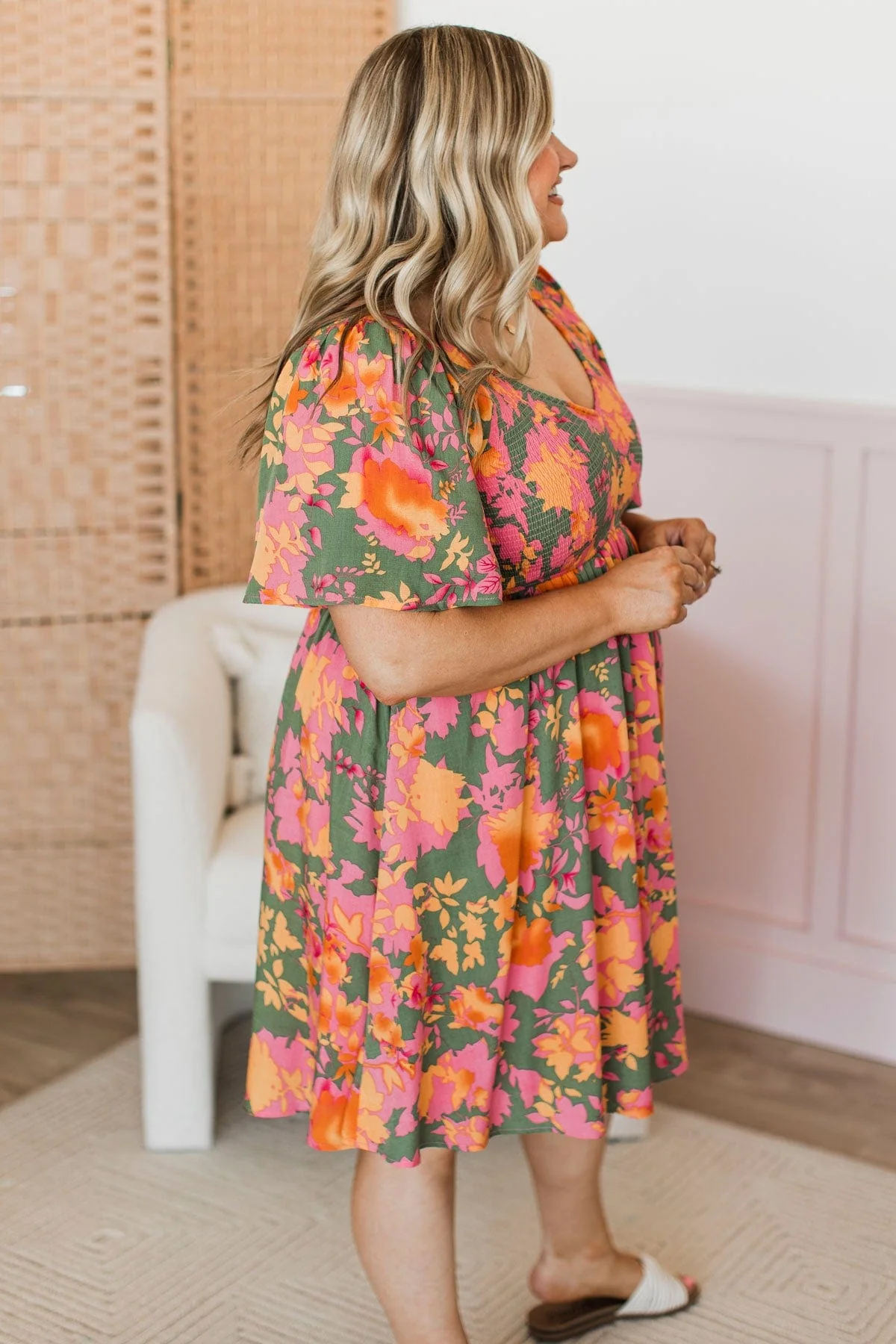 Back To Your Roots Floral Dress- Dark Sage - Image 6