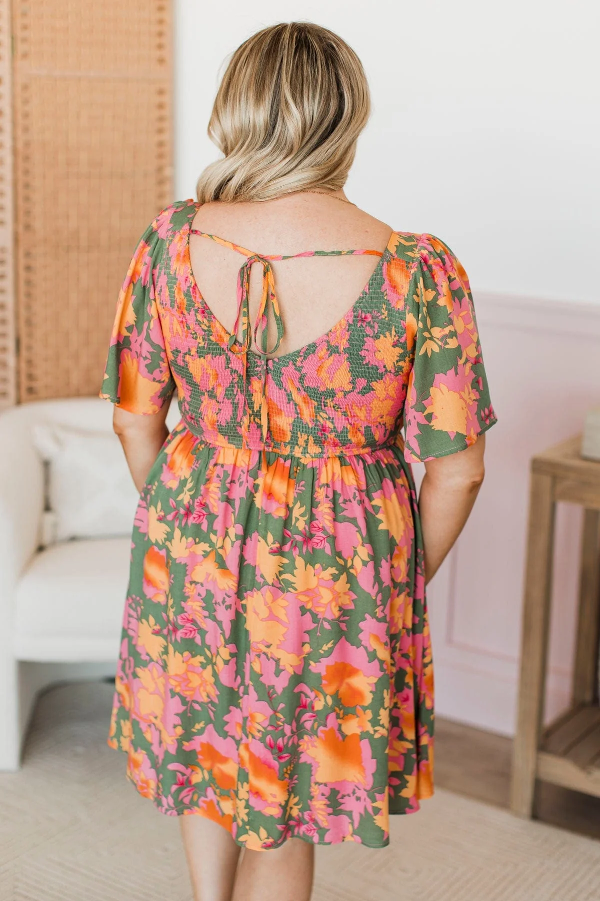 Back To Your Roots Floral Dress- Dark Sage - Image 8