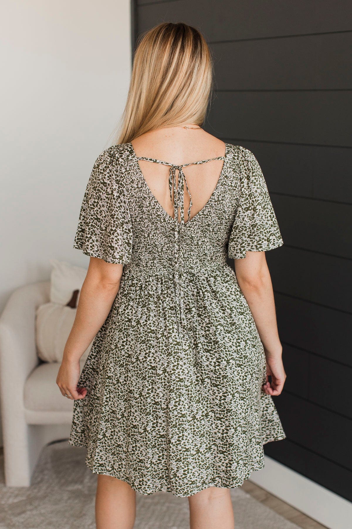 Back To Your Roots Floral Dress- Ivory & Olive - Image 7