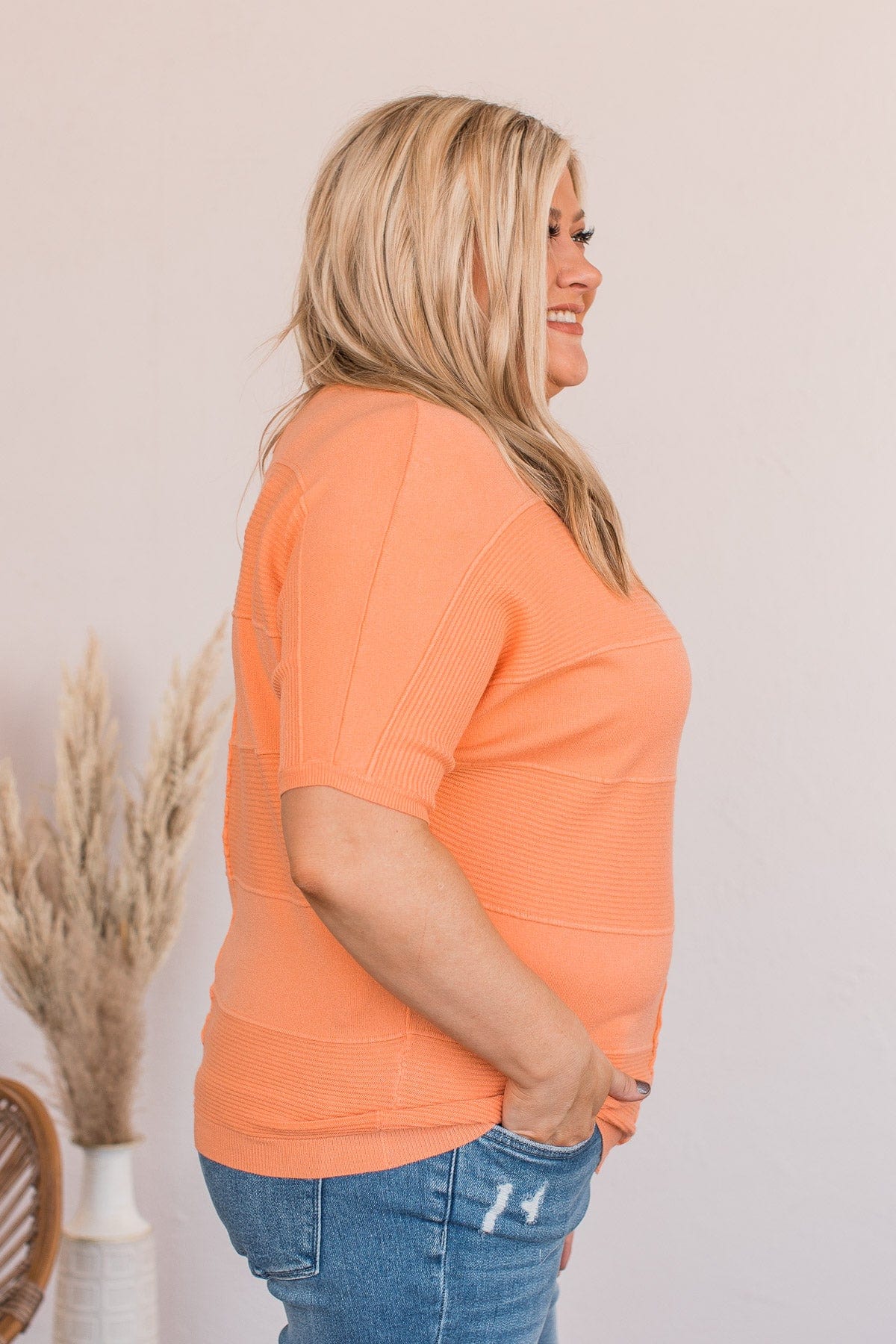 Banding Together Ribbed Top- Cantaloupe - Image 6