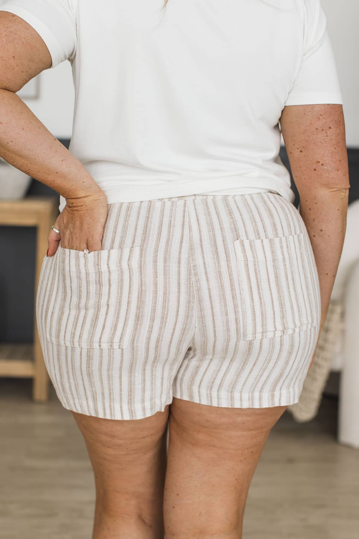 Bare Beauty Drawstring Linen Shorts- Taupe - Image 8