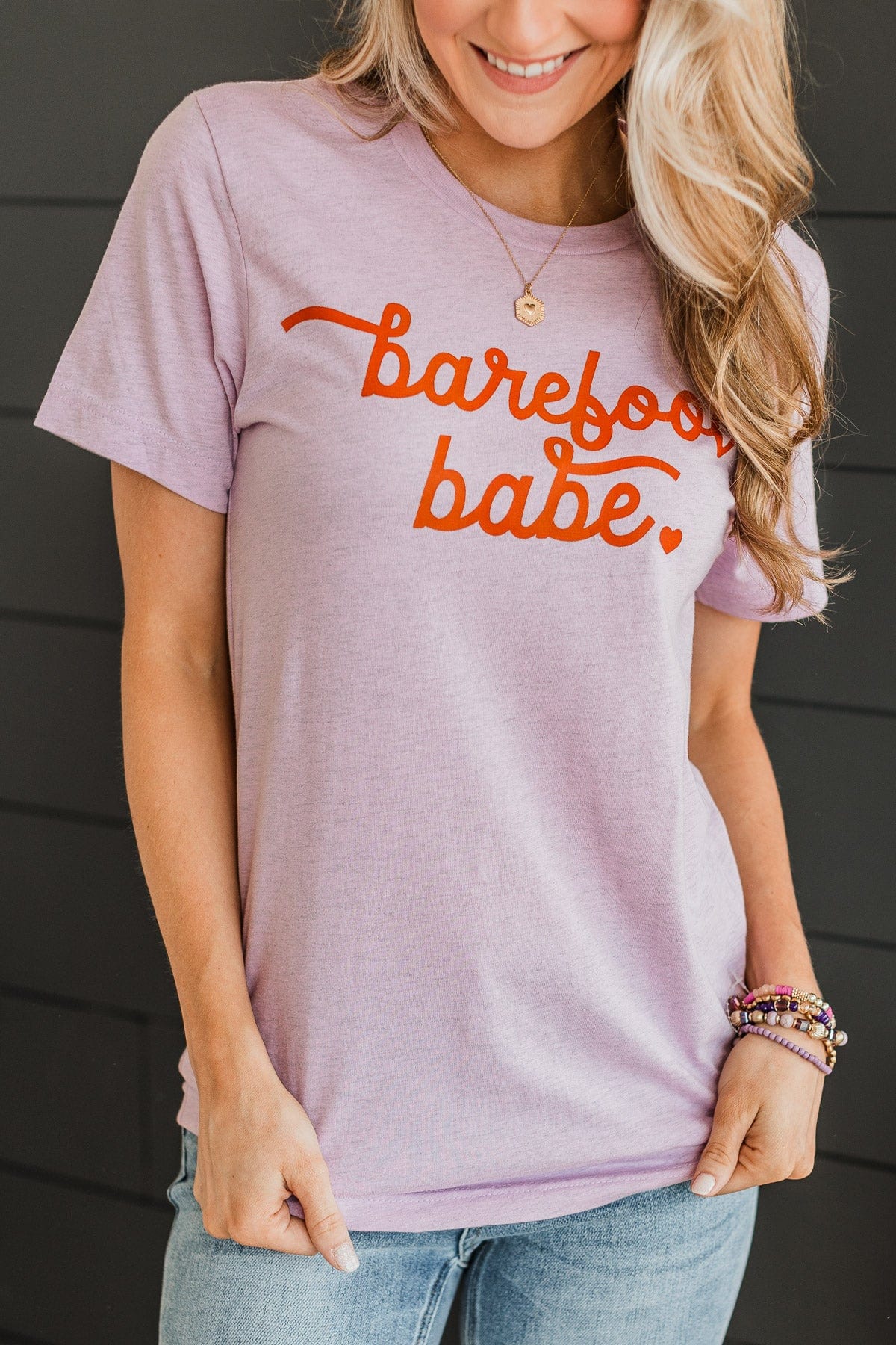 "Barefoot Babe" Graphic Tee- Lilac - Image 2